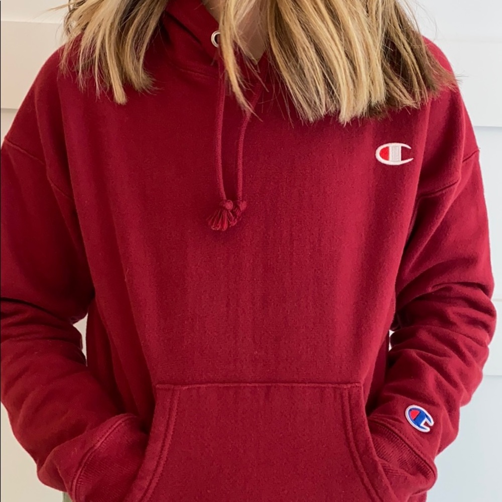 Red champion hoodie